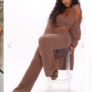Living In It Cozy 3 Piece Pant Set - Mocha